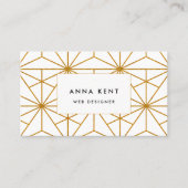 Carte De Visite Motif géométrique Art déco blanc et or (Devant)