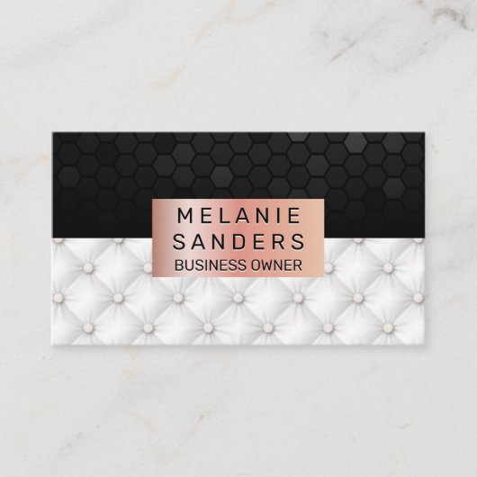 Carte De Visite Motif géométrique | Blancs | Or Rose (Devant)