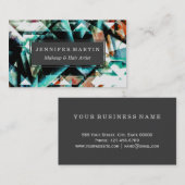 Carte De Visite Motif géométrique brûlé de vert d'orange et de (Devant / Derrière)