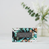 Carte De Visite Motif géométrique brûlé de vert d'orange et de (Debout devant)