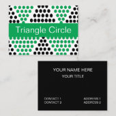 Carte De Visite Motif géométrique circulaire du triangle vert noir (Devant / Derrière)