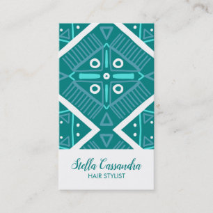 Carte De Visite Motif géométrique de carreaux Turquoises modernes