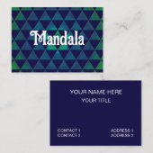 Carte De Visite Motif géométrique Mandala vert bleu (Devant / Derrière)