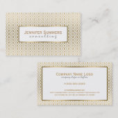 Carte De Visite Motif géométrique moderne blanc et or (Devant / Derrière)