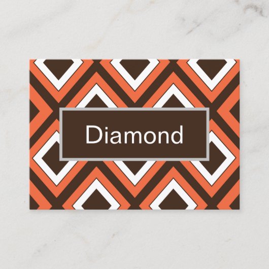 Carte De Visite Motif géométrique orange Brown Diamant (Devant)