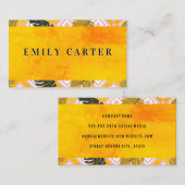 Carte De Visite Motif géométrique Palm Leave | Texture orange (Devant / Derrière)