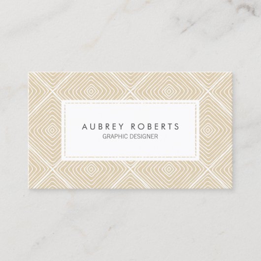Carte De Visite Motif géométrique rétro Beige blanc (Devant)