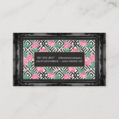 Carte De Visite Motif géométrique rose | Bordure noire antique (Dos)