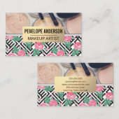Carte De Visite Motif géométrique rose | Brosses de maquillage (Devant / Derrière)