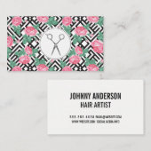 Carte De Visite Motif géométrique rose | Ciseau de salon (Devant / Derrière)