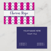 Carte De Visite Motif géométrique rose et blanc Chevron (Devant / Derrière)