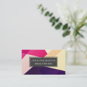 Carte De Visite Motif géométrique rose jaune moderne (Debout devant)