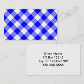 Carte De Visite Motif Gingham Bleu (Devant / Derrière)