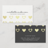 Carte De Visite Motif Gold Hearts (Devant / Derrière)