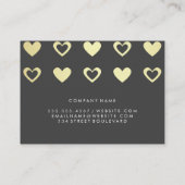 Carte De Visite Motif Gold Hearts | Gris blanc (Dos)