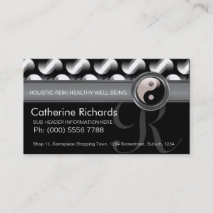 Carte De Visite Motif gras en noir et blanc de Reiki YinYang de l'