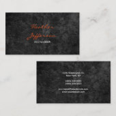 Carte De Visite Motif gris élégant tendance Orange Script Manager (Devant / Derrière)