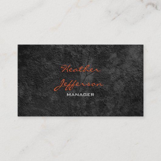 Carte De Visite Motif gris élégant tendance Orange Script Manager (Devant)