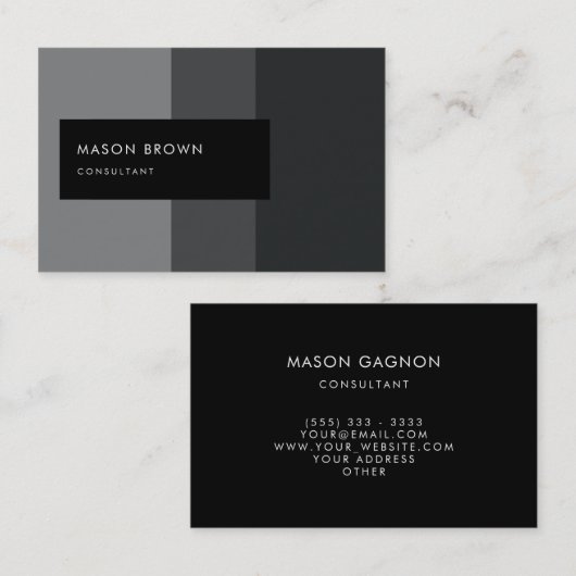Carte De Visite Motif gris moderne de gradient de Profi de (Devant / Derrière)