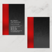 Carte De Visite Motif gris rouge vertical unique professionnel (Devant / Derrière)