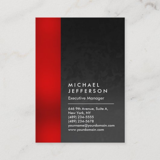 Carte De Visite Motif gris rouge vertical unique professionnel (Devant)