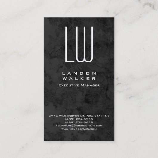 Carte De Visite Motif gris vertical monogramme professionnel moder (Devant)