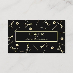 Carte De Visite Motif Hair Stylist Luxury Gold Scissors