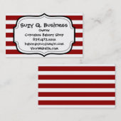 Carte De Visite Motif horizontal rouge et blanc de rayures (Devant / Derrière)