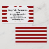 Carte De Visite Motif horizontal rouge et blanc de rayures (Devant / Derrière)