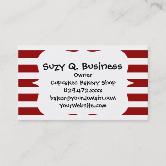 Carte De Visite Motif horizontal rouge et blanc de rayures (Devant)