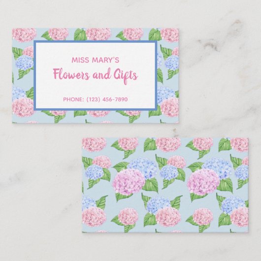 Carte De Visite Motif Hydrangea (Devant / Derrière)