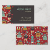 Carte De Visite Motif illustré rétros par robots d'amusement (Devant / Derrière)