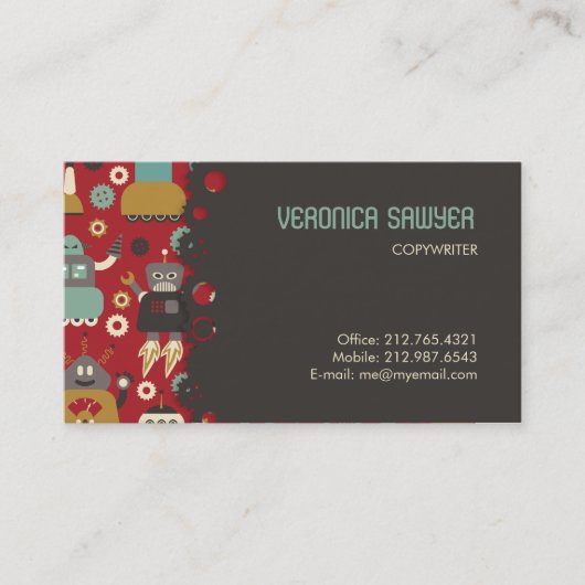 Carte De Visite Motif illustré rétros par robots d'amusement (Devant)