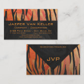 Carte De Visite Motif imprimé tigre orange chaud et noir Monogram (Devant / Derrière)