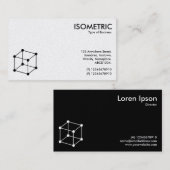 Carte De Visite Motif Isométrique Cube - Blanc/Noir (Devant / Derrière)