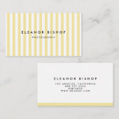 Carte De Visite Motif jaune et blanc de filets moderne (Devant / Derrière)