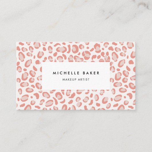 Carte De Visite Motif Léopard Rose (Devant)