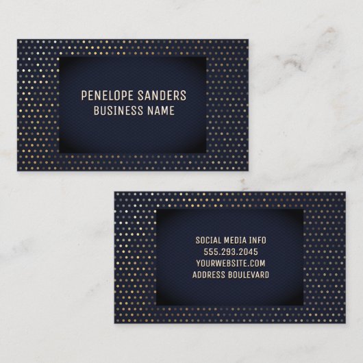 Carte De Visite Motif | Luxe Bleu foncé (Devant / Derrière)