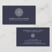 Carte De Visite Motif Mandala & Dots blanc (Devant / Derrière)