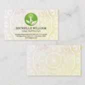 Carte De Visite Motif Mandala | Logo de la feuille de yoga (Devant / Derrière)