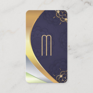 Carte De Visite Motif Mandala Monogramme Élégant Couches Métal