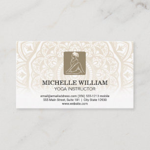 Carte De Visite Motif Mandala   Pose Yoga Twist