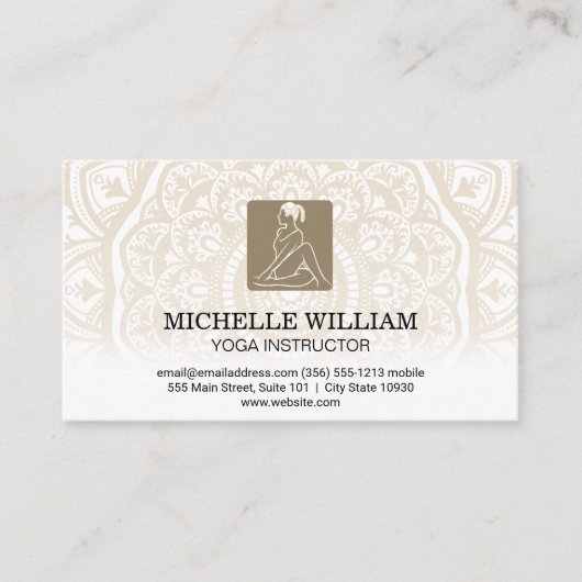 Carte De Visite Motif Mandala | Pose Yoga Twist (Devant)