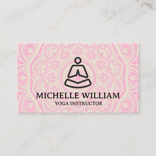 Carte De Visite Motif Mandala | Yoga Siège Pose Logo (Devant)