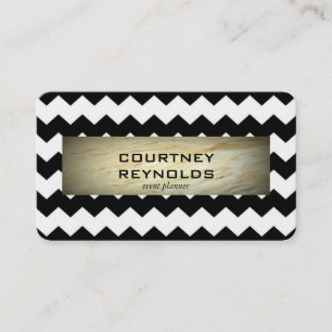 Carte De Visite Motif Marbre Chevron Noir et Blanc Rétro