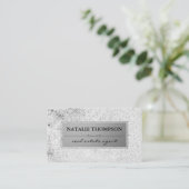 Carte De Visite Motif métallique filé en argent (Debout devant)