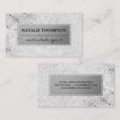 Carte De Visite Motif métallique filé en argent (Devant / Derrière)
