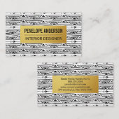 Carte De Visite Motif métallisé or | Motif bohème (Devant / Derrière)