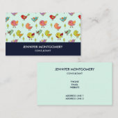 Carte De Visite Motif mignon couleur Whimsical Birds (Devant / Derrière)