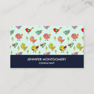 Carte De Visite Motif mignon couleur Whimsical Birds